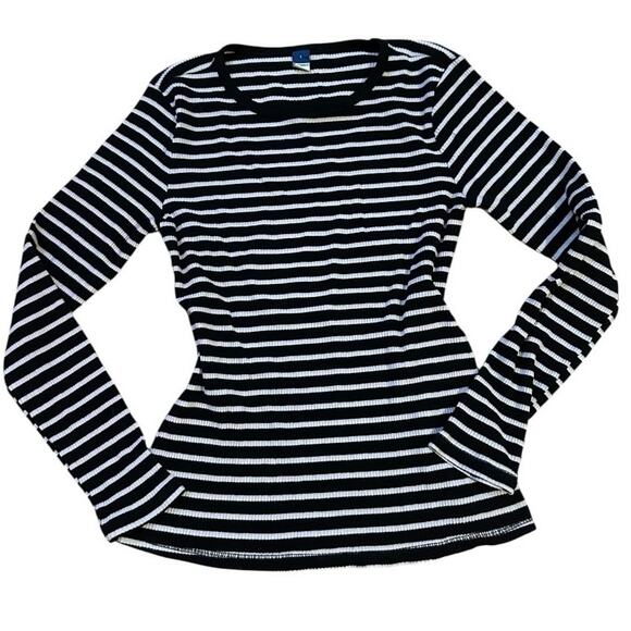 Old navy Black White Striped Top Large - Picture 1 of 6